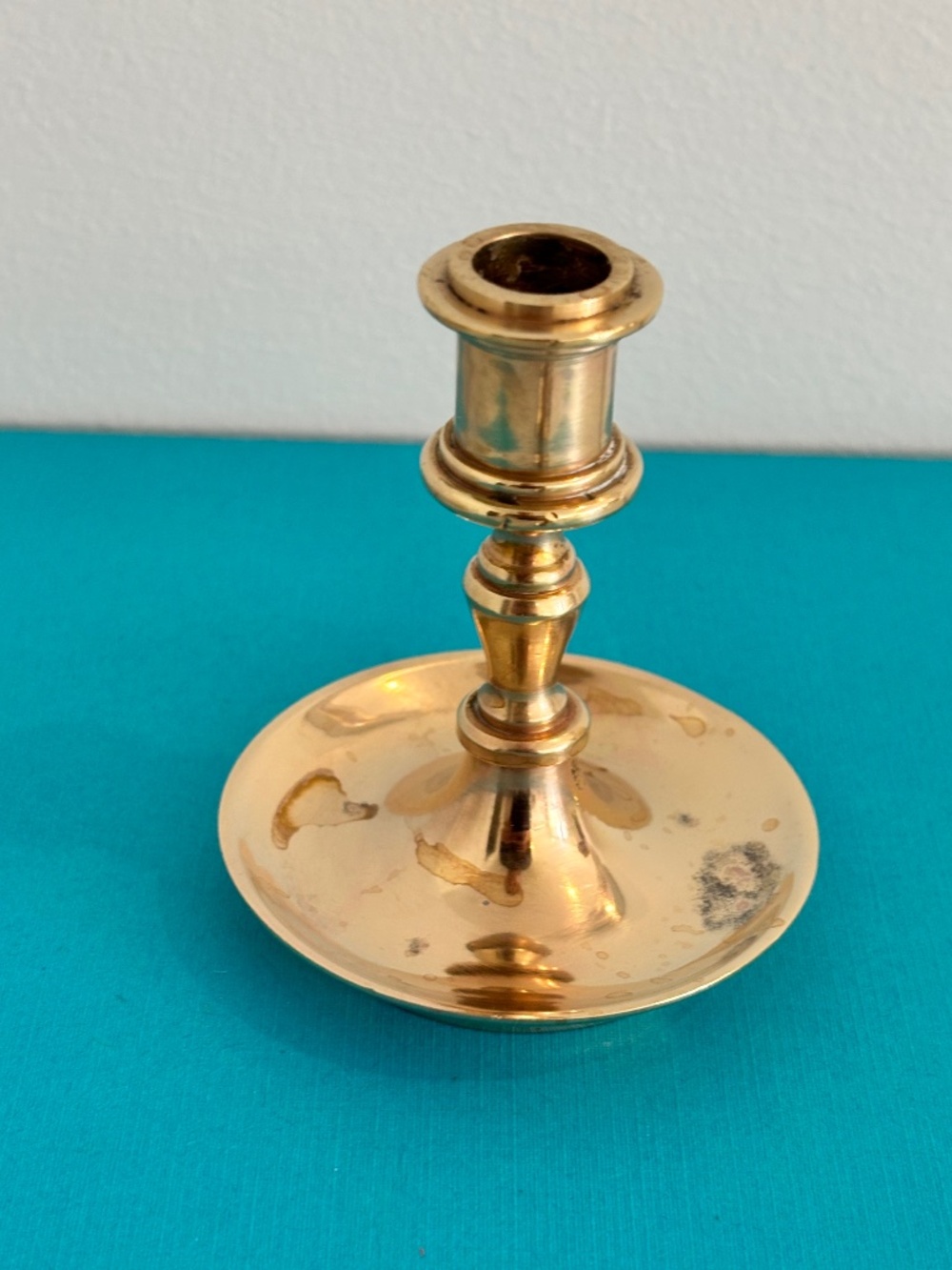 Vintage solid brass mini candle stick holder small taper mid century shelf decor